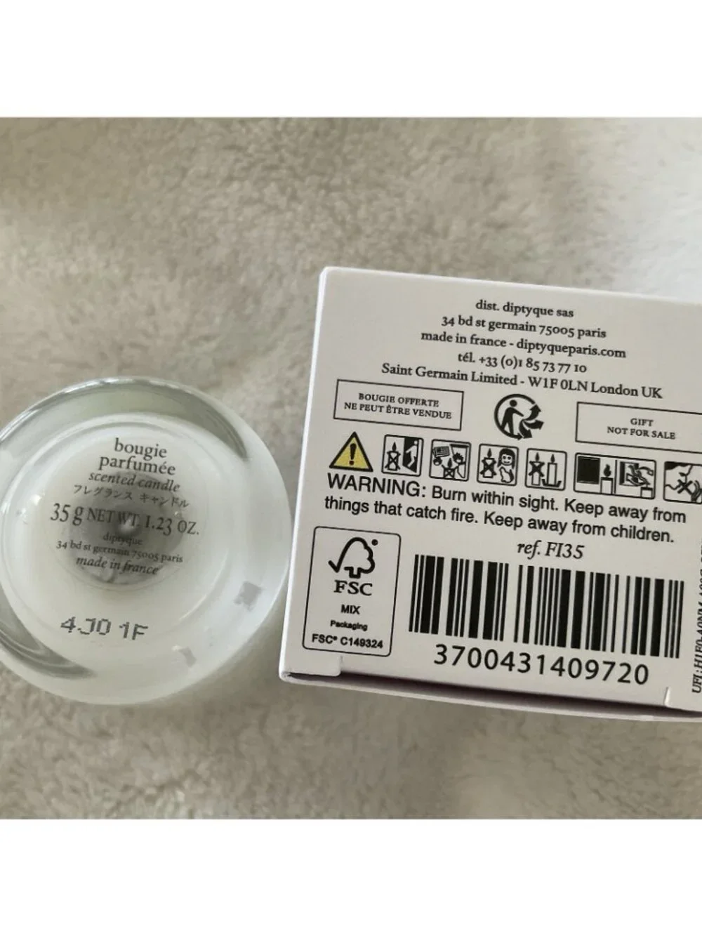Figuier Bougie Parfumee 1.23 oz Travel Size Candle New In Original Packaging 35g